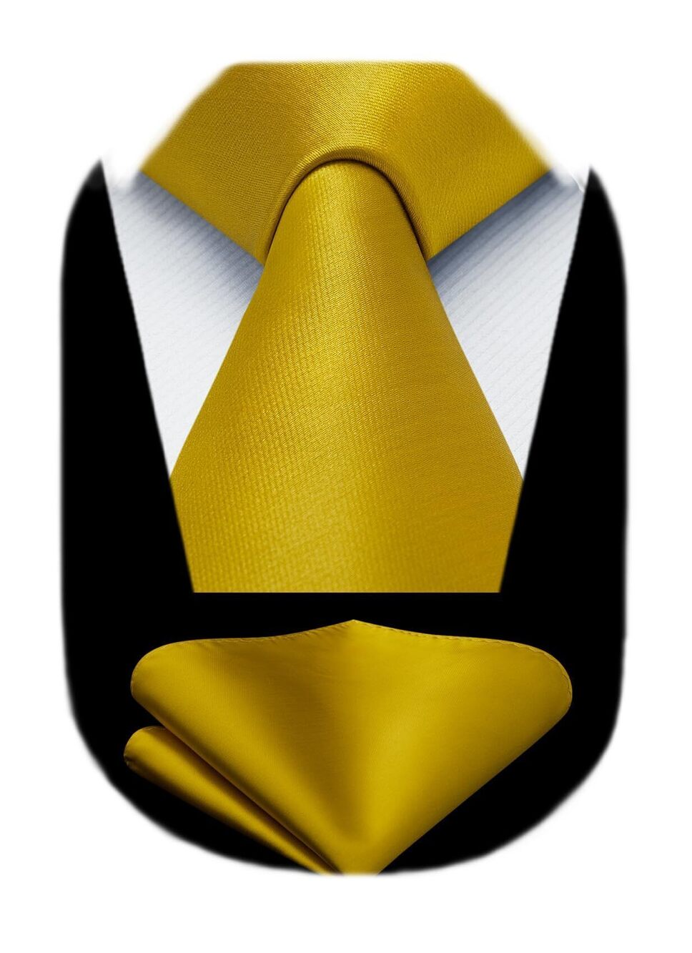 4885 Gold Ties Extra Long Satin Tie and Pocket Square Set Formal Business